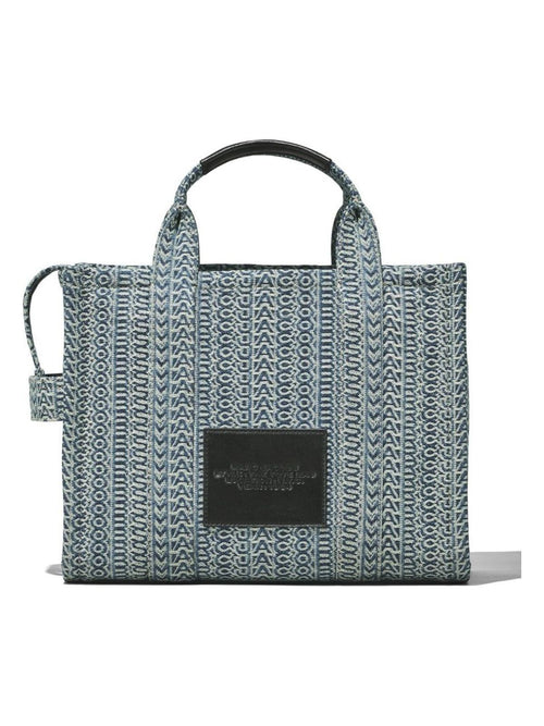 Women's The Washed Monogram Denim Medium Tote Bag in Blue | Size UNICA | 2P3HTT012H02