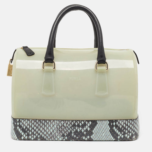 Light Blue Python Embossed and Rubber Candy Satchel