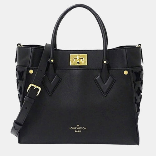 Black Calfskin Monogram Tufting On My Side Satchel Bag