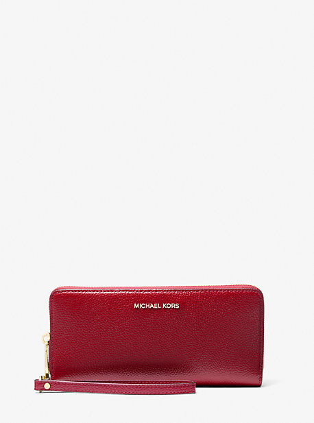 MK Jet Set Travel Large Pebbled Leather Continental Wallet - Red - Michael Kors