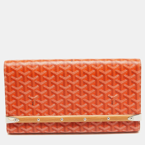 Orange Goyardine Coated Canvas Monte Carlo Bois Clutch