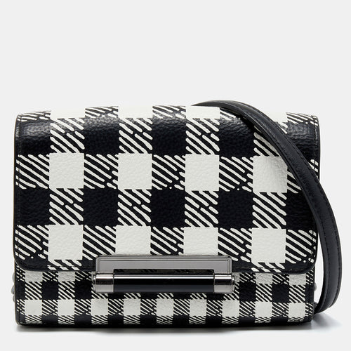 Black/White Leather Micro Mini Gingham Shoulder Bag