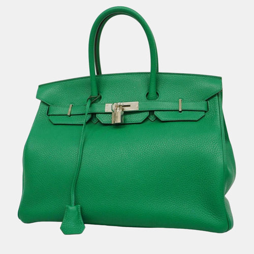 Vert Vertigo Fonce Taurillon Clemence Birkin Verso Stamp Handbag