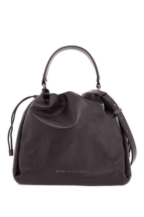Women's Soft Leather Bucket Bag With Precious Details in Brown | Size UNI | MBGPD3611C8279