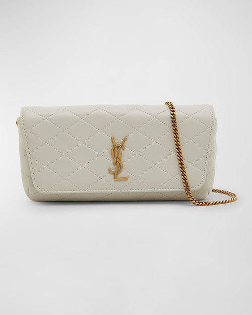 Gaby Phone Holder YSL Crossbody Bag in Quilted Smooth Leather