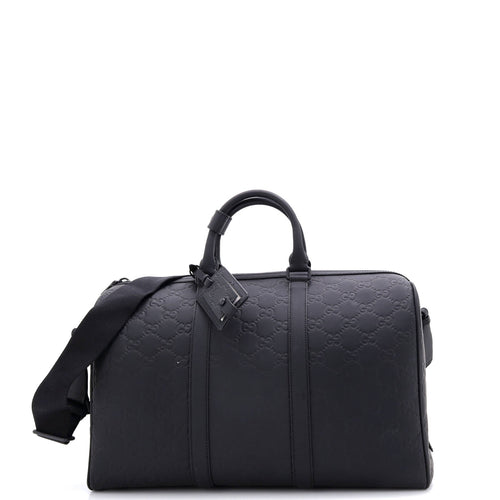 GUCCI Convertible Duffle Bag GG Rubber Effect Leather Medium