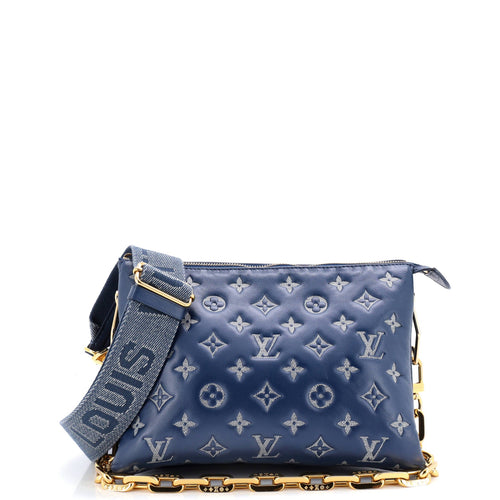 Coussin Bag Denim Printed Monogram Embossed Lambskin PM