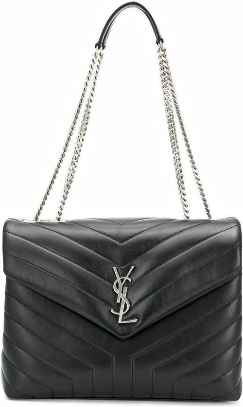 Women's Loulou Logo Plaque Shoulder Bag in Nero/Nero | 574946DV7261000