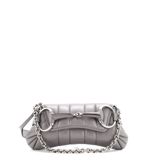 GUCCI Horsebit Chain Shoulder Bag Vertical Quilted Leather Small
