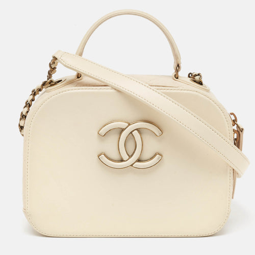 Off White Quilted Leather Coco Curve Vanity Case Bag