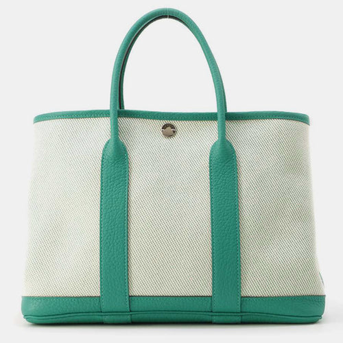 Vert Jade Toile Twill Ash Negonda Leather Garden Party Bag Size TPM