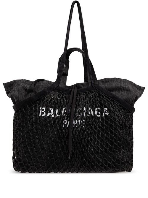 Women's Canvas Fishnet Layer Logo Print Bag in Black | Size UNI | 7918092AA471069