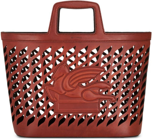 Women's Perforated Leather Shopping Bag in Leather Brown | Size UNI | 1P053