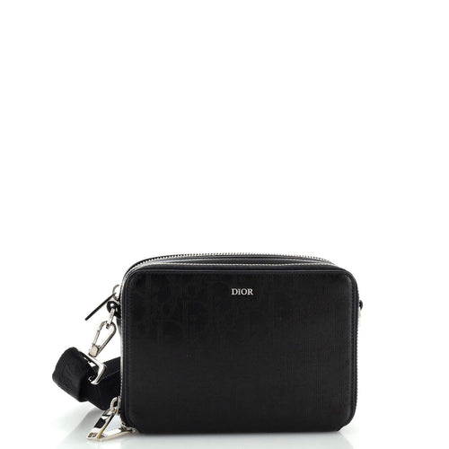 Double Zip Crossbody Pouch Oblique Galaxy Leather