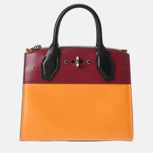 Bordeaux/Yellow/Black Leather Mini City Steamer Satchel