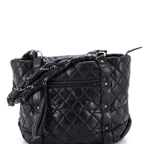 CHANEL Lady Braid Shopping Tote Quilted Distressed Lambskin Small