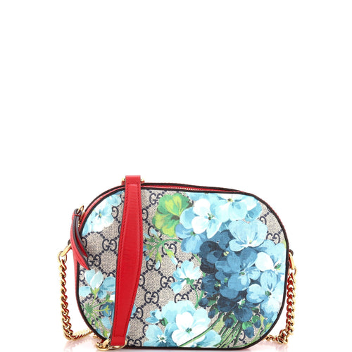 GUCCI Chain Crossbody Bag Blooms Print GG Coated Canvas Mini