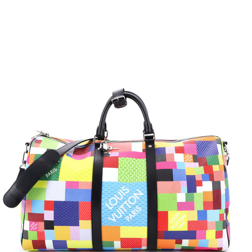 Keepall Bandouliere Bag Limited Edition Multicolor Damier Graphite 3D 50