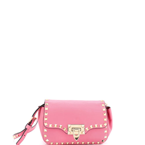 VALENTINO GARAVANI Rockstud Flip Lock Flap Bag Leather Mini