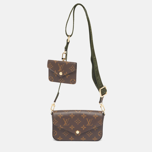 Khaki Monogram Canvas Félicie Strap & Go Bag