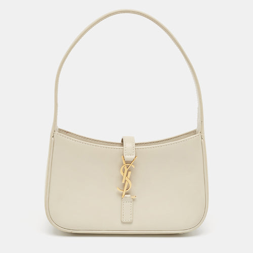 Saint Laurent Off White Leather Mini LE 5 À 7 Pochette Bag