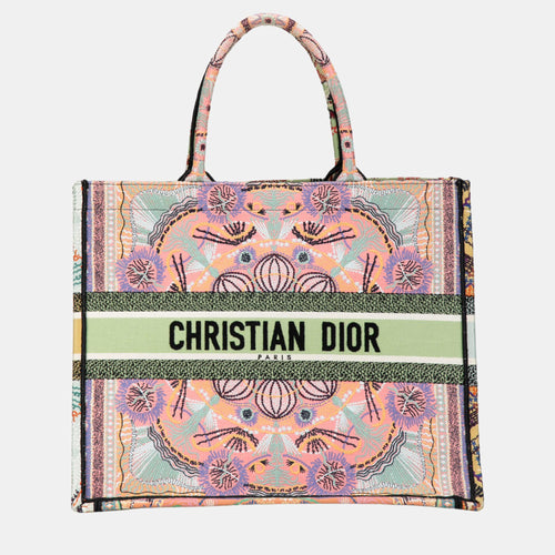Pink Cruise Large Lights Embroidered Multicolor Canvas Book Tote