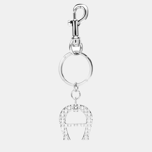 Silver shiny silver Metal Basics Keyring with Dadino Logo Silver Coloured