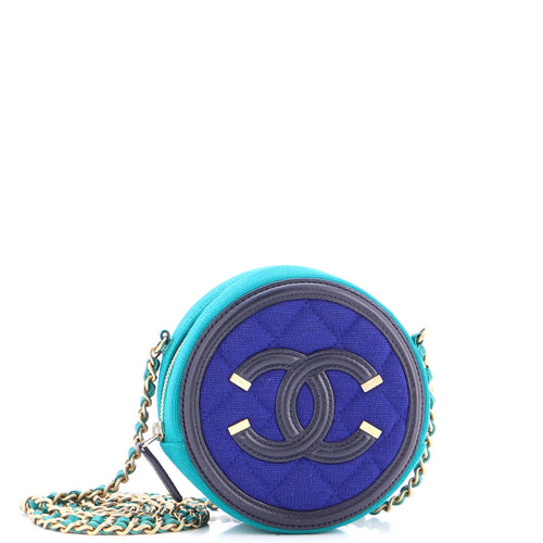 CHANEL Filigree Round Clutch with Chain Quilted Jersey with Lambskin Mini