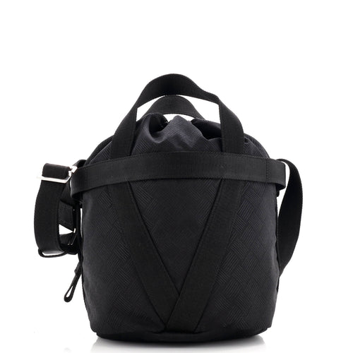 Convertible Drawstring Bucket Bag Intrecciato Effect Jacquard Small