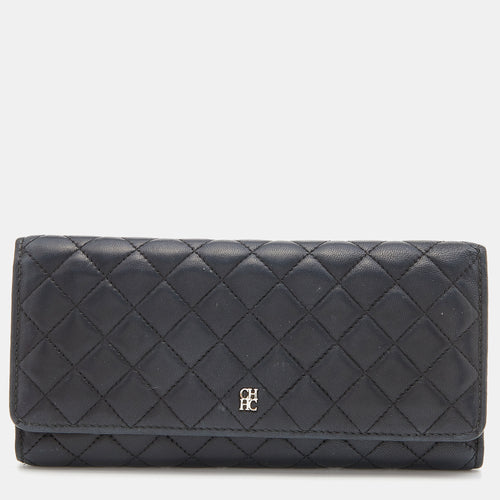 Black Quilted Leather Continental Wallet