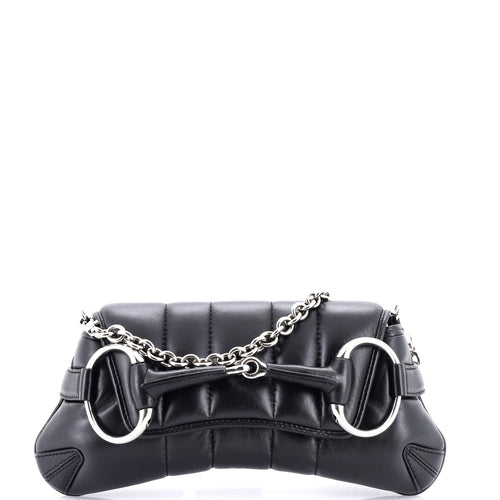 GUCCI Horsebit Chain Shoulder Bag Vertical Quilted Leather Small
