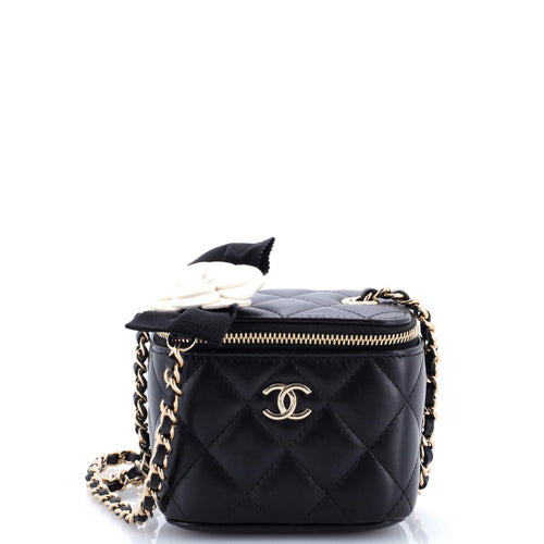 CHANEL Lock Frame Vanity Case with Chain Quilted Lambskin Small