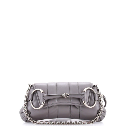GUCCI Horsebit Chain Shoulder Bag Vertical Quilted Leather Small