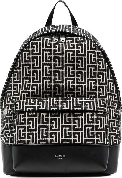 Men's 1945 City Backpack With Jacquard Monogram in Ivory/Black | XM1GE150TJMYGFE