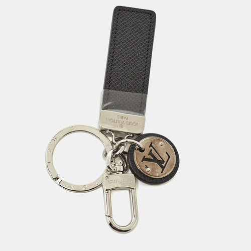 Neo LV Club Taiga Leather Silver Tone Keychain