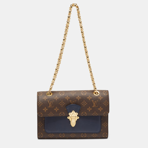 Blue Marine Monogram Canvas and Leather Victoire Chain Bag