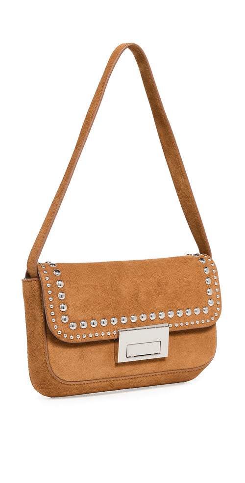 Stefania Baguette Shoulder Bag with Lock Hardware Cacao/Silver One Size