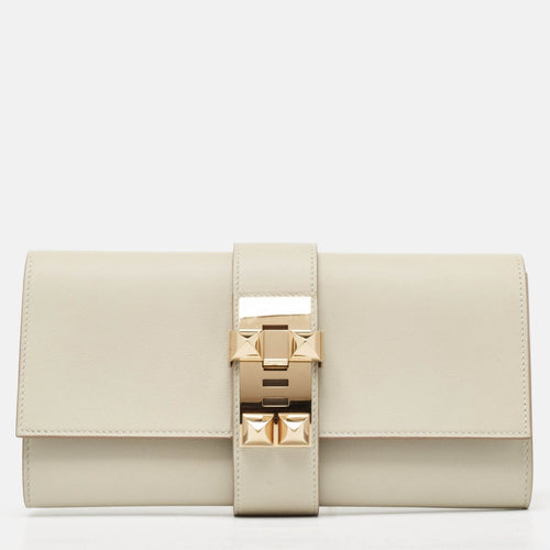 Hermès Gris Perle Swift Leather Medor Clutch 23