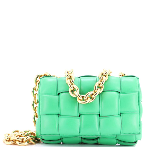 Cassette Chain Crossbody Bag Padded Maxi Intrecciato Leather