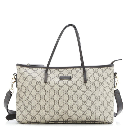 GUCCI Convertible Zip Tote GG Coated Canvas with Leather Medium