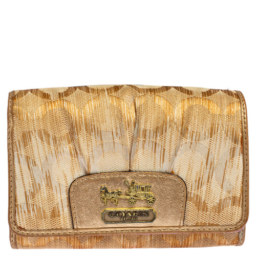 Gold Ombre Signature Op Art Canvas And Leather Compact Wallet