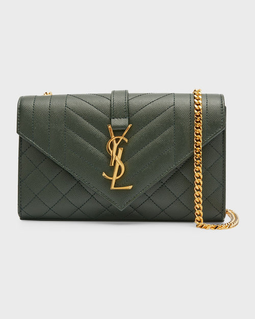 Envelope Triquilt Small YSL Shoulder Bag in Grained Leather