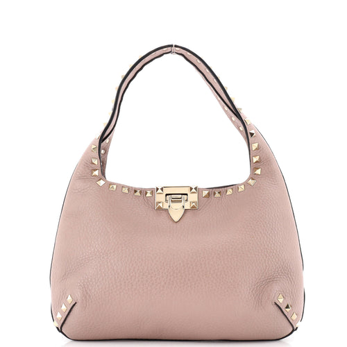 VALENTINO GARAVANI Rockstud Flip Lock Hobo Leather Small