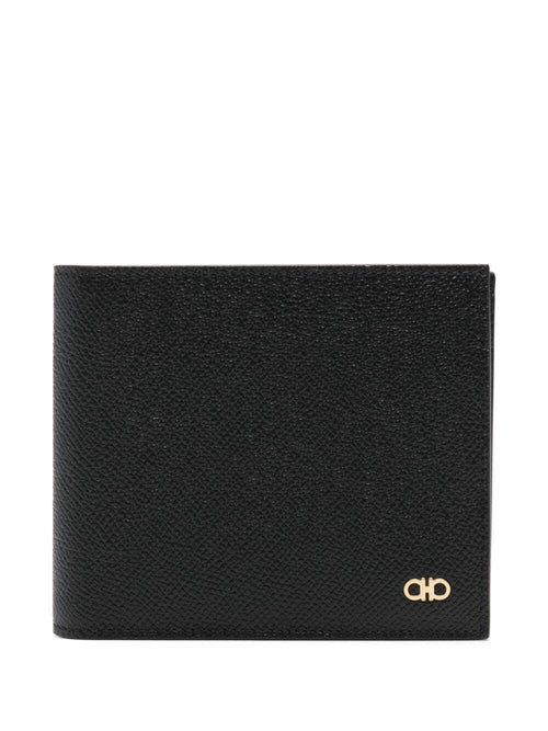 Men's Gancini Hammered Leather Wallet in Black | Size UNICA | 6614540775646