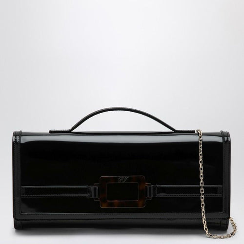 Women's Brushed Leather Belle Vivier Clutch Bag in Nero | RBWAORC0200RQM