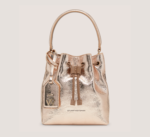 Rae Mini Bucket Bag Handbags, Ballet Crushed Metallic Leather, Size: U No Dimension