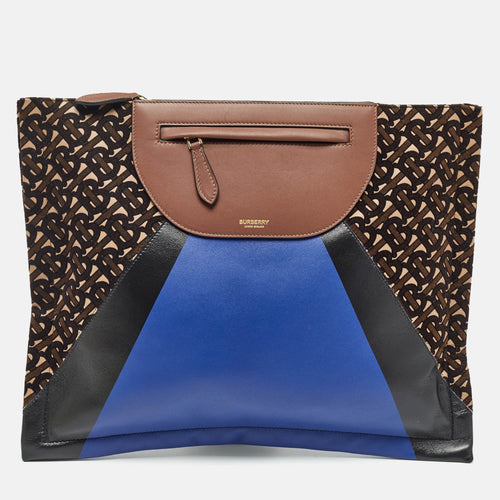 Multicolor Leather and Velvet Olympia Scarf Oversized Clutch