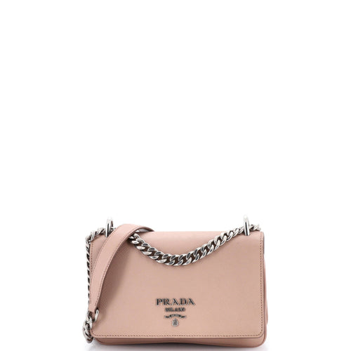 PRADA Chain Flap Crossbody Bag Saffiano and Soft Calf Small
