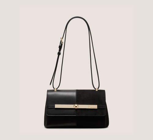 5050 Posh Shoulder Bag, Black Suede/Nappa Leather, Size: U No Dimension