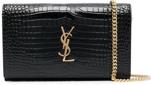 Women's Cassandre Leather Logo Plaque in Nero/Nero | 747464DND1J1000